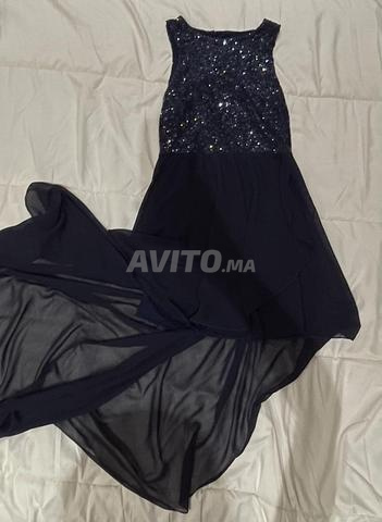 Robe de soirée bleue à sequins pour femme, taille S