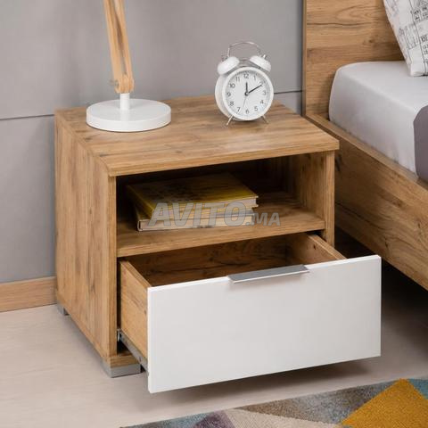 Pack Lit ZELE 90×200cm Sommier et Table de Chevet - 2