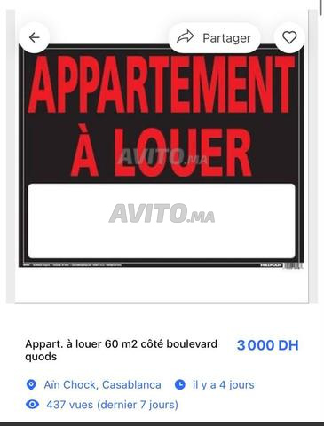 Appartement à louer 100m² quartier Moulay Abdellah