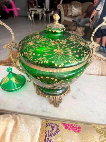Coupe avec couvercle en cristal lourd vert émeraude