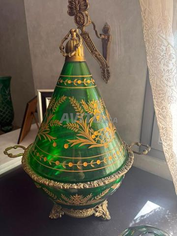 Superbe coupe ancienne en cristal lourd vert émeraude