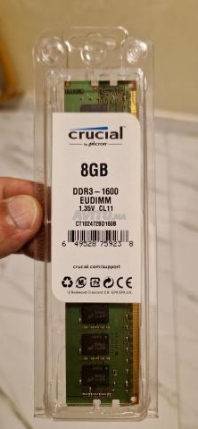 RAM Crucial 8GB - DDR3 1600 pour PC fixe