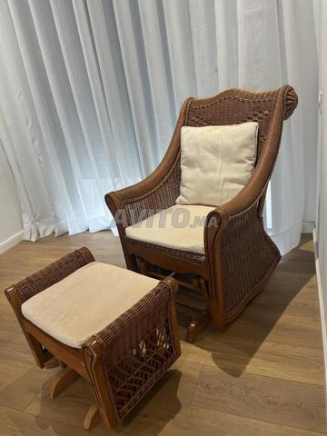 Fauteuil à bascule en rotin et bois massif - 2