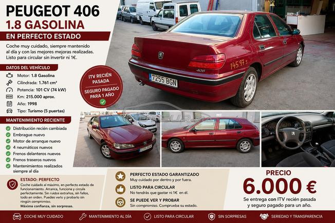 Peugeot 406 Essence Manuelle 1998 à Tanger