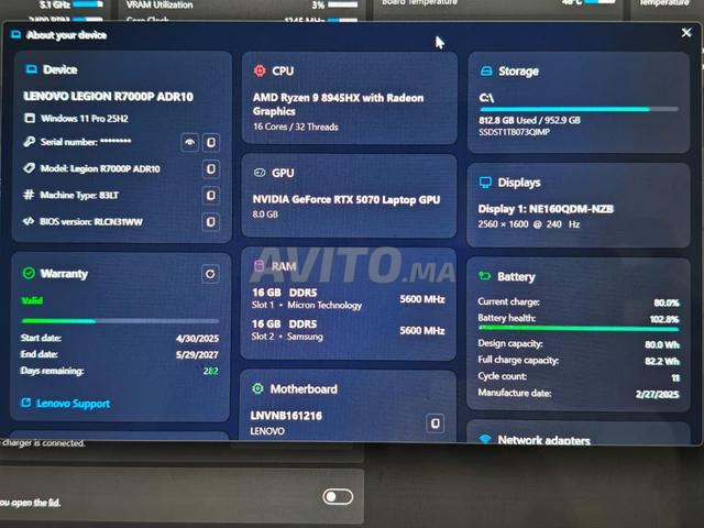 Lenovo Legion R7000P - Ryzen 9 / RTX 5070 / 32GB - 2