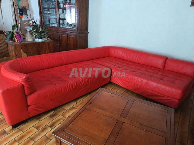 Salon d'angle en cuir véritable italien 2.30 x 3m