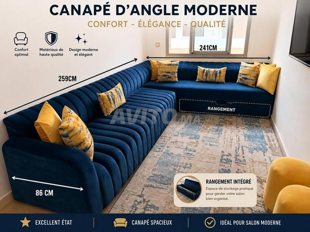 Canapé d'angle en L avec rangement - store - tapis