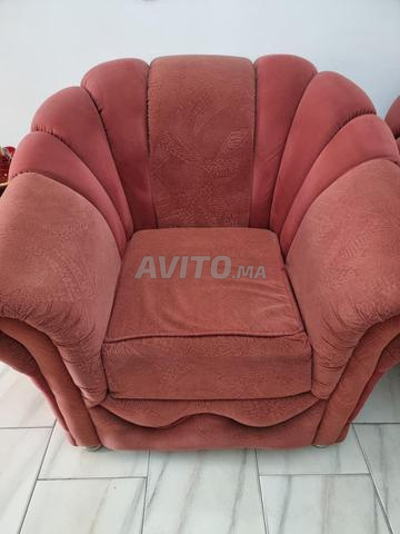 3 fauteuils salon Tissu Brique bon état - Tanger - 2