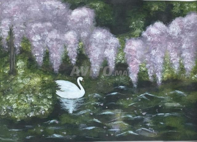 Tableau acrylique – lac des cygnes - 2
