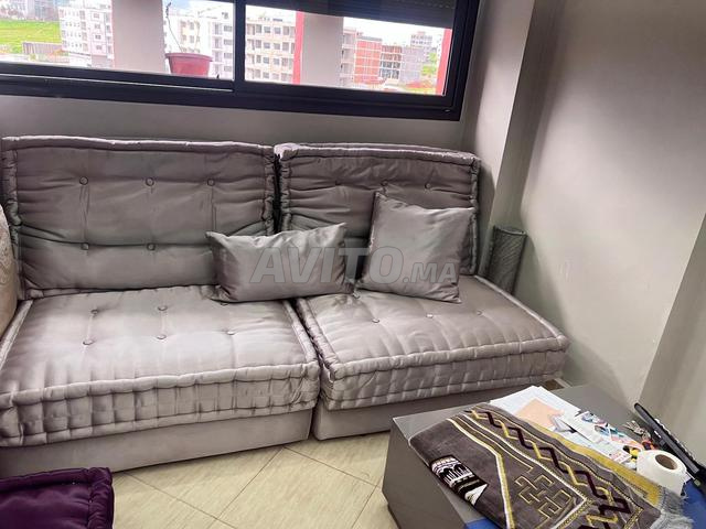 Salon modulable en tissu matelassé – Très bon état - 2