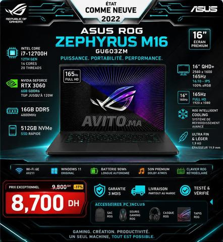 ASUS ROG Zephyrus M16 i7 12ème RTX 3060 16Go RAM 512Go SSD