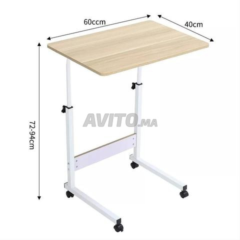 Bureau d'appoint mobile et réglable en hauteur, couleur bois - 2