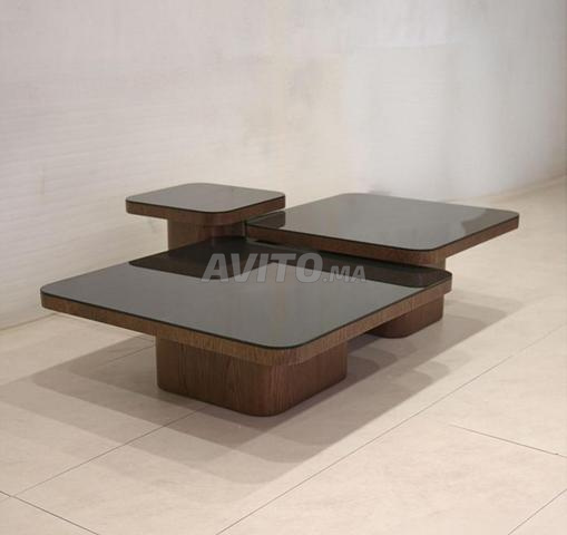 Table triple en bois d'acacia de première qualité - 2