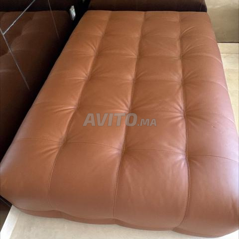 Pouf en cuir camel - 2