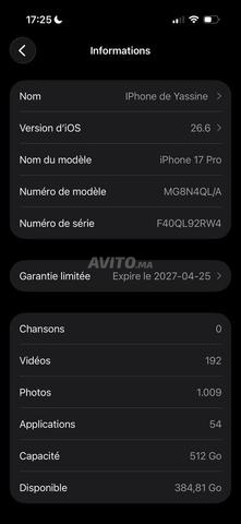 iPhone 17 Pro 512GB - État Neuf 100% Batterie - 2