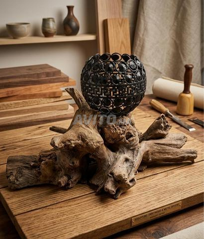 Lampe de Table Artisanale en racine de Bois - 2