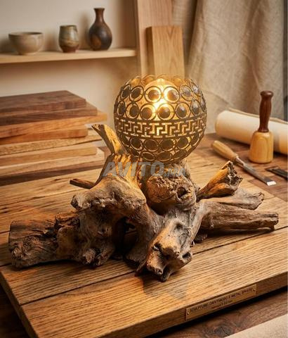 Lampe de Table Artisanale en racine de Bois