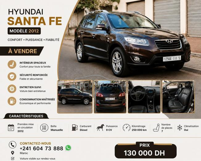 Hyundai Santa Fe Diesel Manuelle 2012 à El Jadida