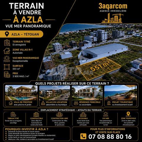 Terrain à vendre à Azla Tetouan pour villas 551m² sur la mer - 2