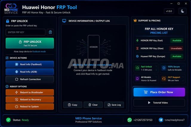 FRP ALL HONOR KEY – Outil FRP Huawei Honor