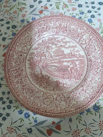 Rare plat ancien en porcelaine anglaise authentique EIT imprimé