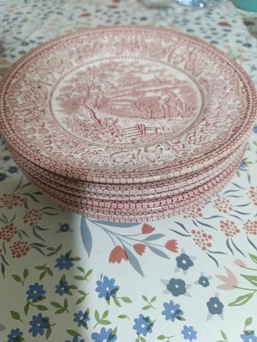 Rare plat ancien en porcelaine anglaise authentique EIT imprimé - 2