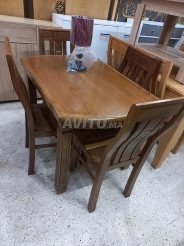 طاولة طعام مع 6 كراسي خشبية - 2