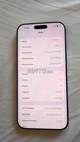 iPhone 16 Pro Max 256 Go. Batterie 94 - 2