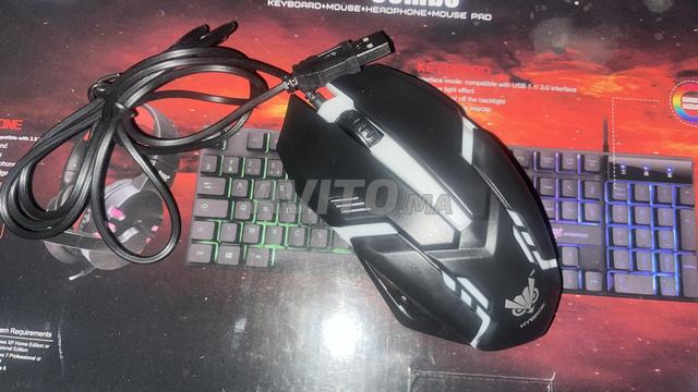 Kit gaming clavier lumineux souris casque micro - 2