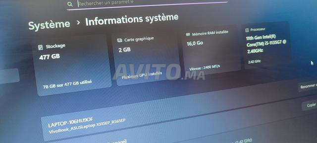 Asus i5 11ème double GPU - 2