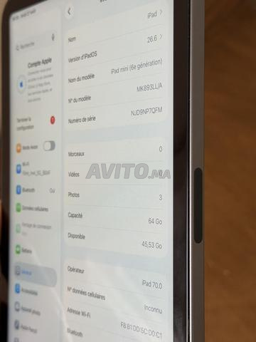 iPad Mini 6e Noir 64Go Wi-Fi et Cellulaire - 2