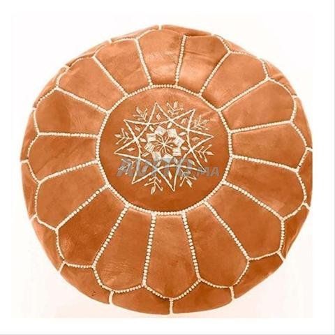بوف مغربي أصلي من الجلد الطبيعي 💯 صناعة يدوية Pouf Cuir