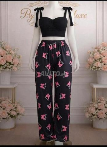 Pyjama 2 pièces, modèle chic, haut en coton de haute qualité