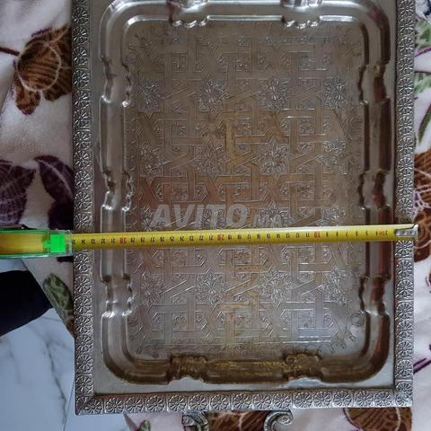 Plat en cuivre antique plaqué argent - 2