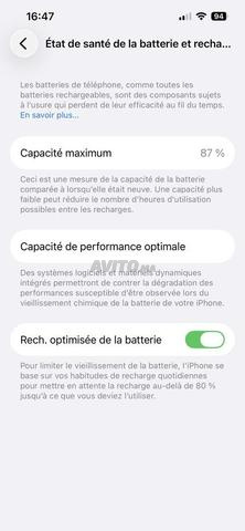 iPhone 13 officiel 87 état batterie - 2