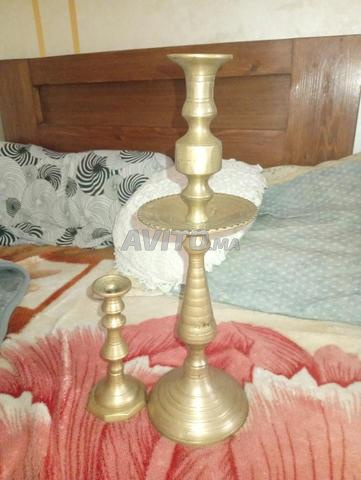 شمعدانان من النحاس الأصفر القديم للبيع، ديكور مغربي أصيل، طنجة - 2