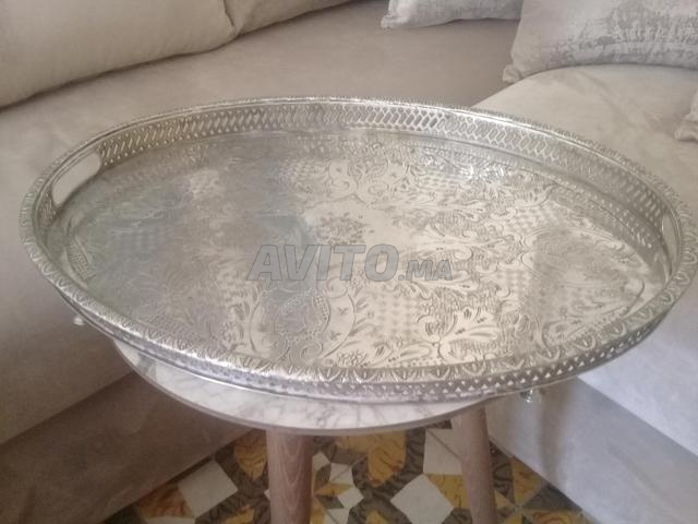 طبق حرفي عتيق من المعدن الفضي 50x35 سم