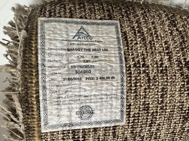 Vente tapis à mèches Artco SHAGGY 2,30/1,70