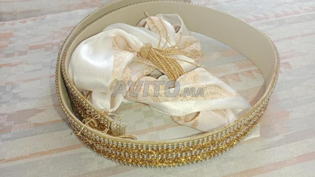 Caftan marocain fait main – Neuf – Blanc & Doré - 2