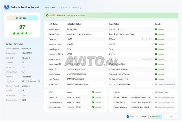 iPhone 11 Pro 256Go très propre je l'ai mis sur PC - 2