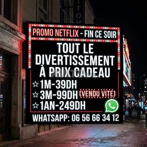 🎟️ Pass VIP Netflix 4K UHD 1 An à 249 DH