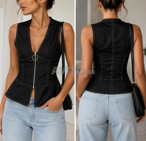 أسود H&M كورسيه، فيست، جلد Y2K توب منحوت - 2