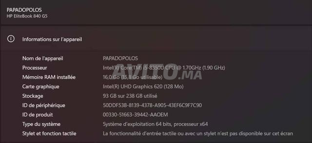 HP ELITEBOOK I5 الجيل الثامن ببصمة الإصبع - 2