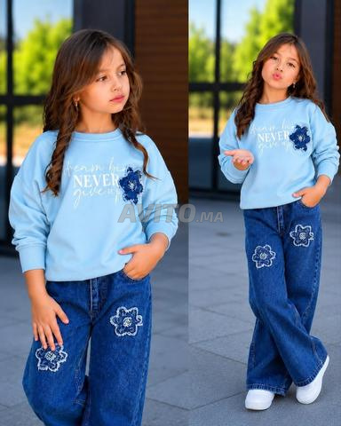 🥰 Ensemble d'hiver mignon pour filles, jean sweat - 2