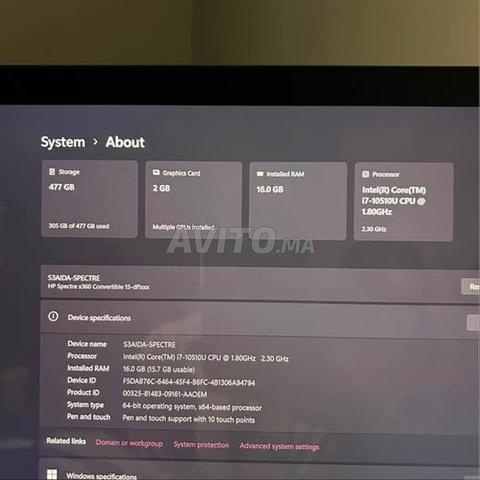HP Spectre x360 15 (i7-10510U, 16 جيجابايت، 512 جيجابايت، MX250)