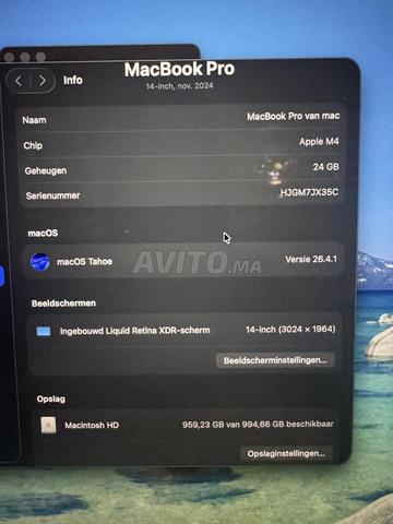 MacBook pro M4 24go/1to/14pouces