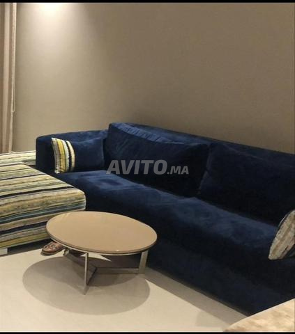 Beau canapé bleu 4 places de 2,5 m tissu Diva - 2