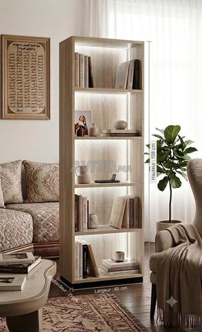 مكتبة حديثة بإضاءة LED 158x45x21 سم - 2