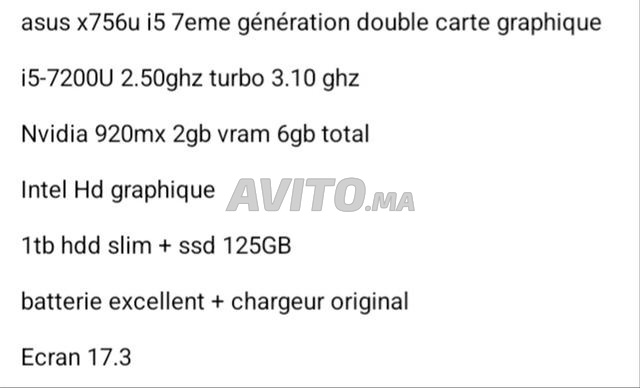 PC Asus i5 7ème génération