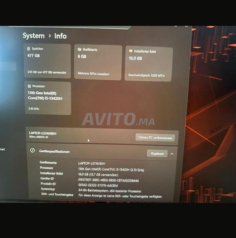 حاسوب محمول للألعاب Acer Rx 4050 I5 الجيل 13 - 2